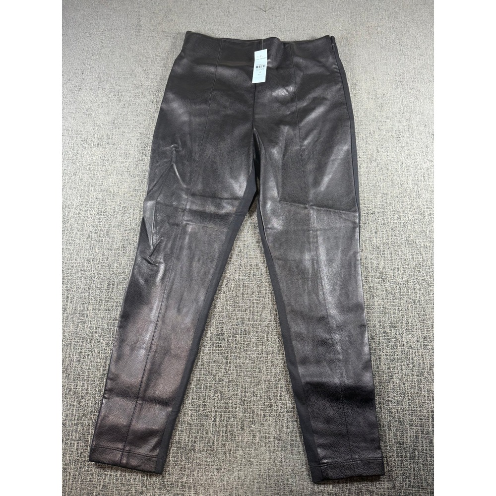 Ann Taylor Petite Faux Leather Front Leggings Black Size Medium MP NWT